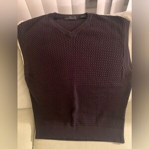 Bugatchi Men's Black Sweater Vest Pima Cotton Cable Knit L